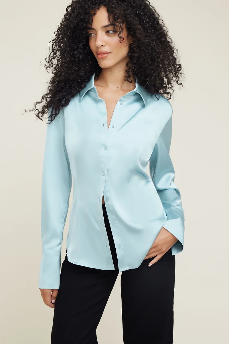 Eva Cinched Satin Shirt