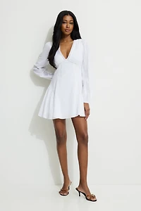 Flared Lace Trim Mini Dress