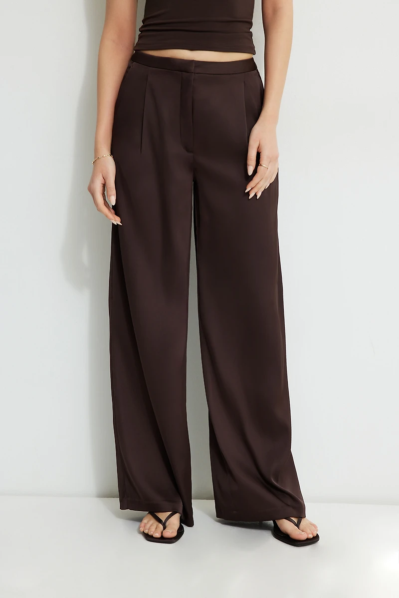 Pantalon à jambe large en satin