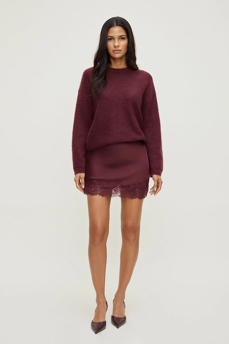 Lace Satin Mini Skirt