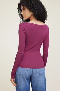 Nola Ribbed Long Sleeve T Shirt