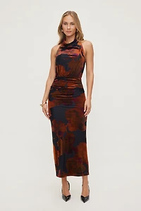 Robe maxi licou à effet usé