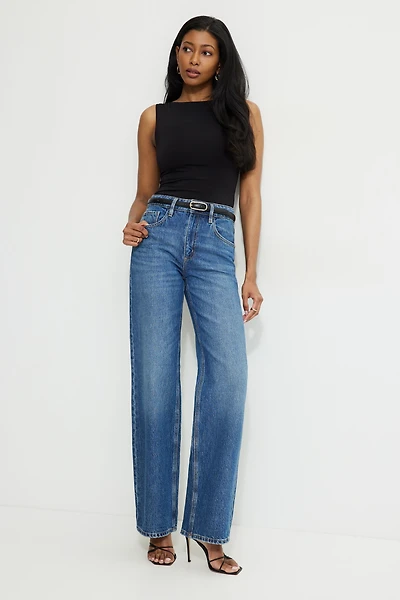 Jean Heidi à taille haute et jambe large