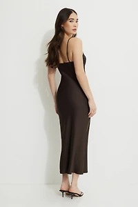 Sage Lace Trim Satin Maxi Dress