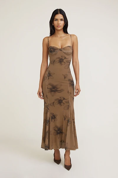 Robe maxi en maille à col cœur