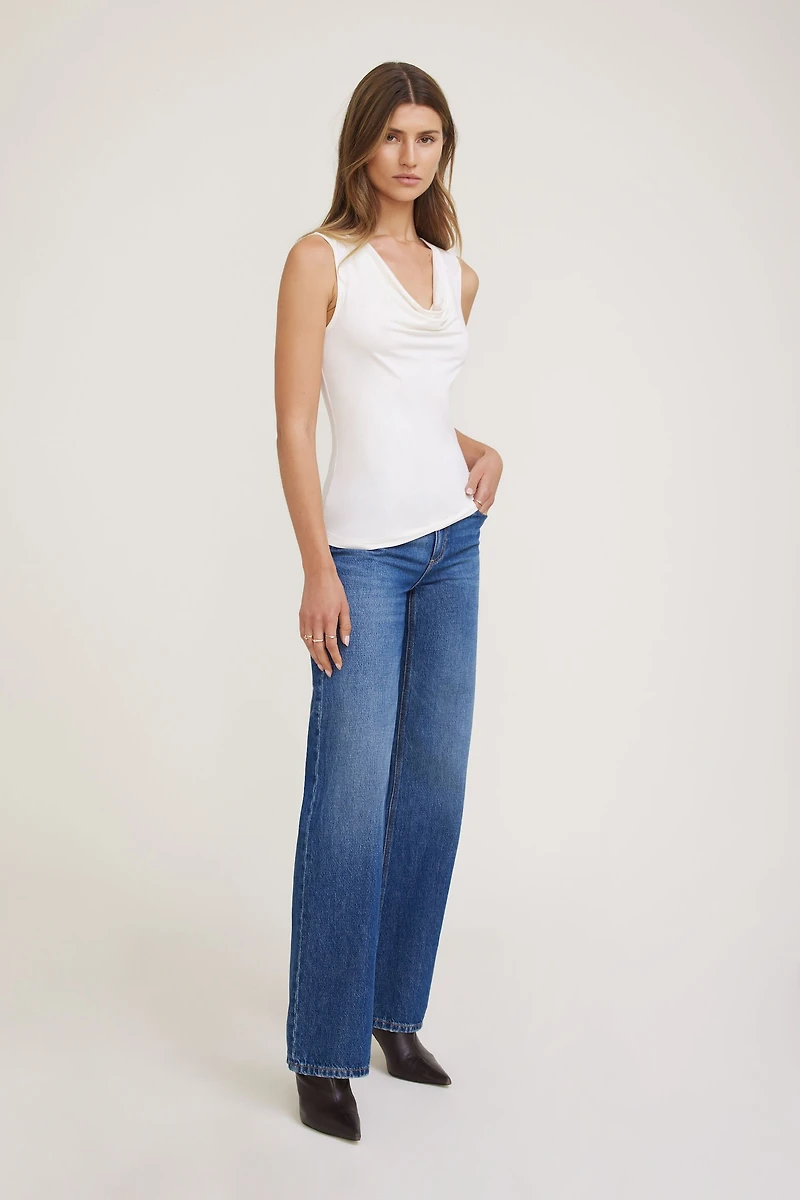 Camisole drapée en jersey à col châle