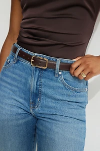 Rounded Rectangle Slim Faux Leather Belt