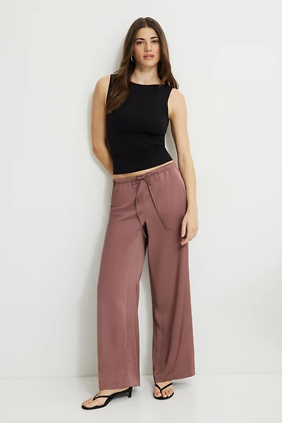 Pantalon Leo en satin à jambe large