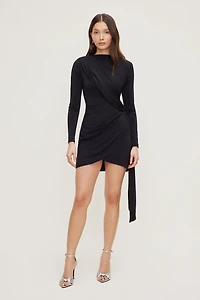 Sculpt Front Drape Mini Dress