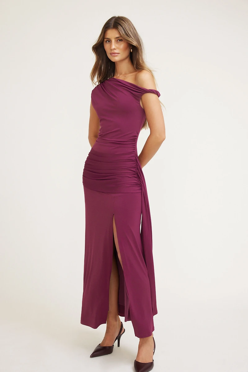 Sculpt Draped Off Shoulder Maxi Dress