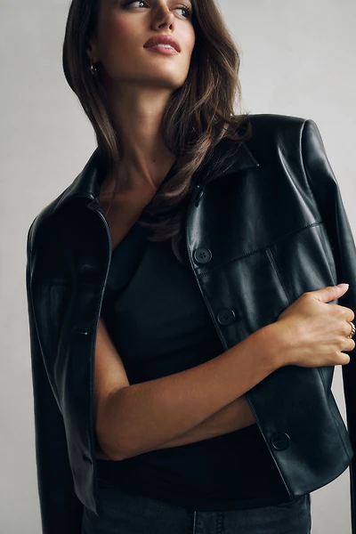 Blouson court en faux cuir Charlotte