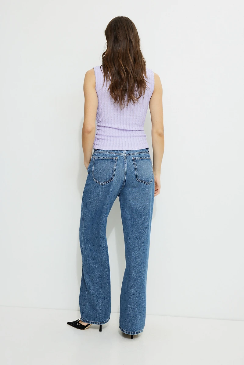 Textured Mock Neck Tank Top