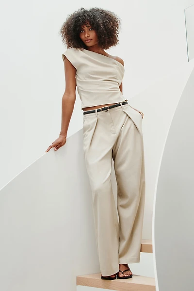 Pantalon plissé à jambe large