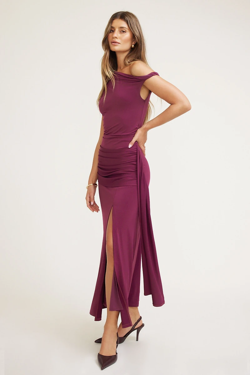 Sculpt Draped Off Shoulder Maxi Dress
