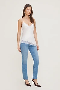 Cassie Asymmetric Lace Satin Cami