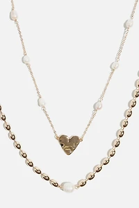 Heart Pearl Necklace Set