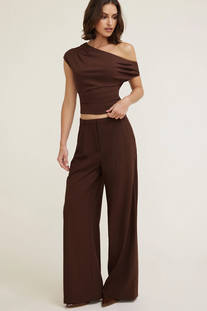 Pantalon plissé à jambe large