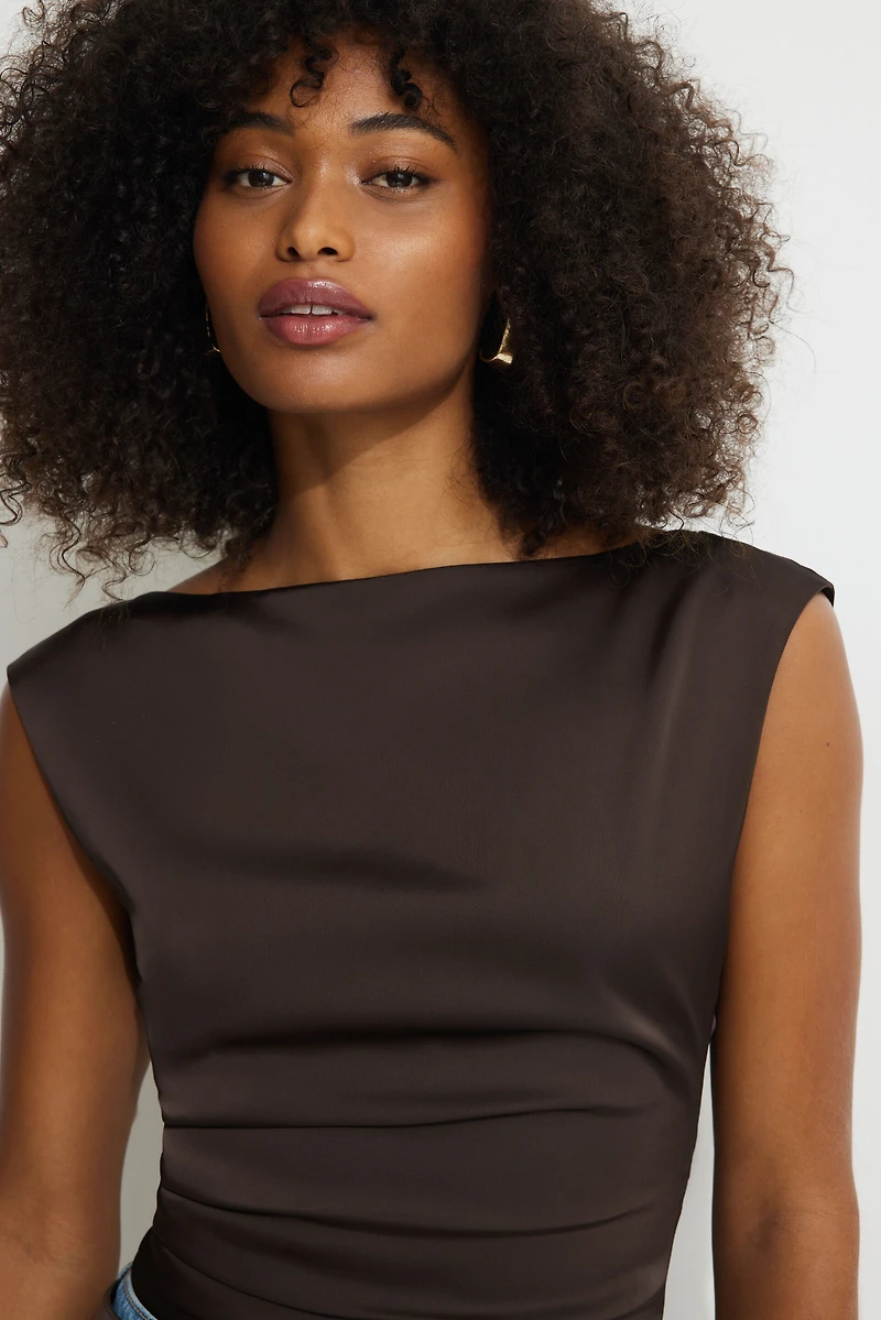 Draped Satin Top