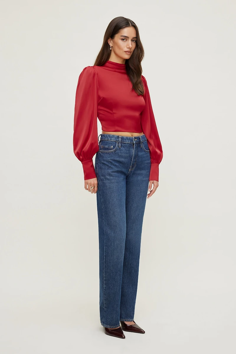 Open Back Satin Blouse