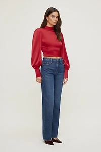 Open Back Satin Blouse