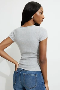 Olive Ribbed Hip T Shirt