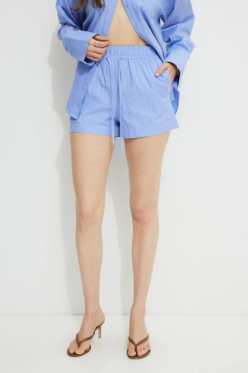 Short Oxford rayé avec cordon