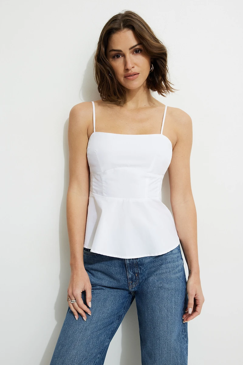 Peplum Poplin Cami Top