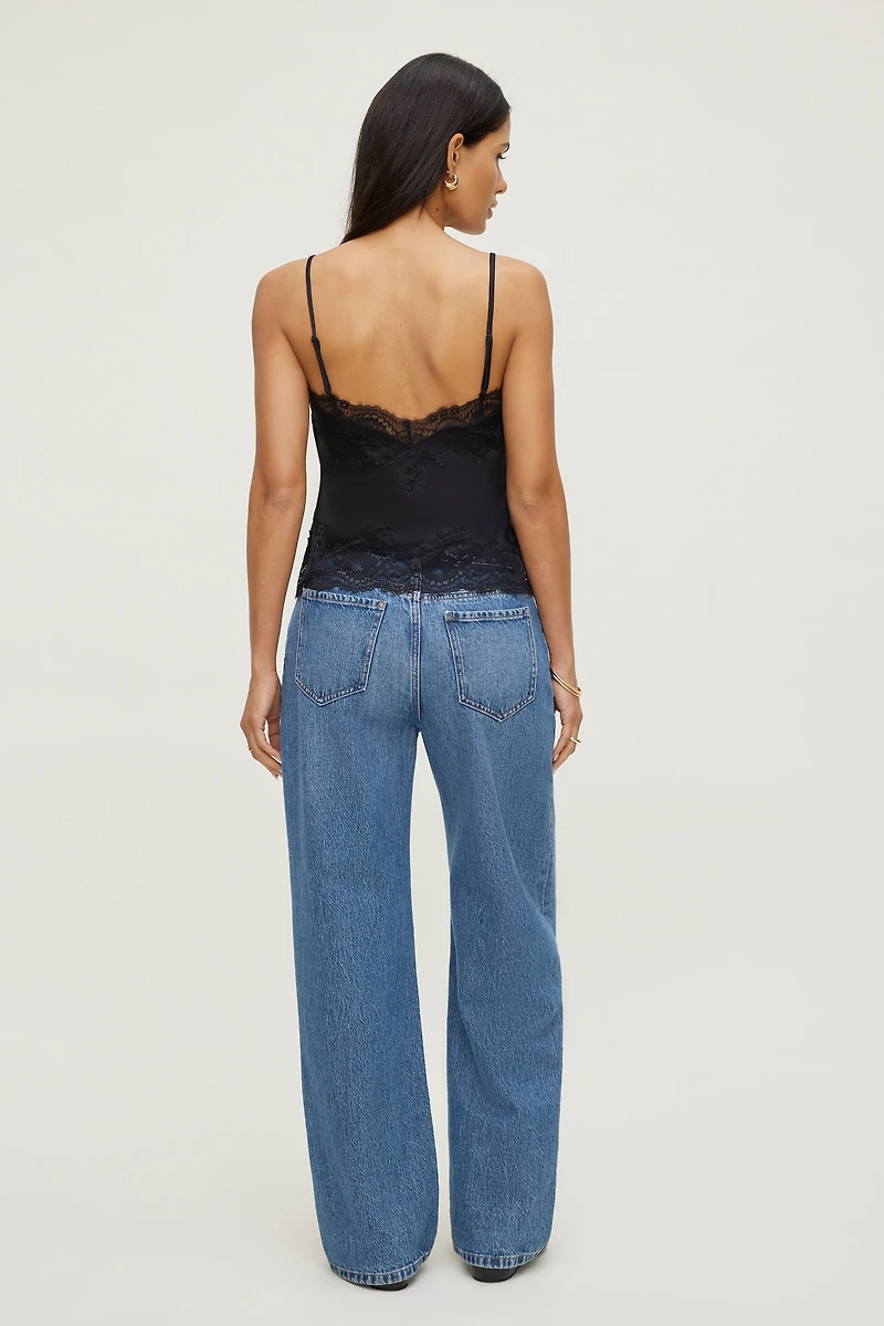 Lace Trim Satin Cami Top