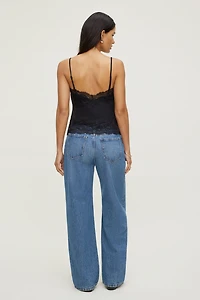 Lace Trim Satin Cami Top