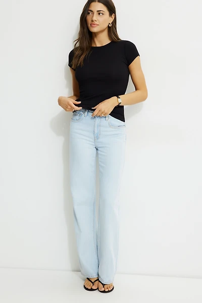 Olive Ribbed Crewneck T Shirt