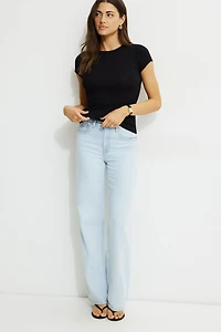 Olive Ribbed Crewneck T Shirt