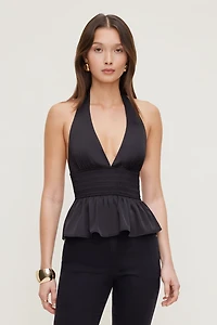 Plunge Satin Halter Top