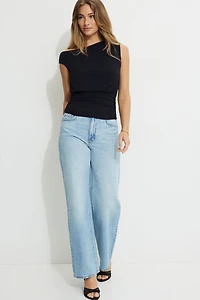 Draped Off Shoulder Jersey Top