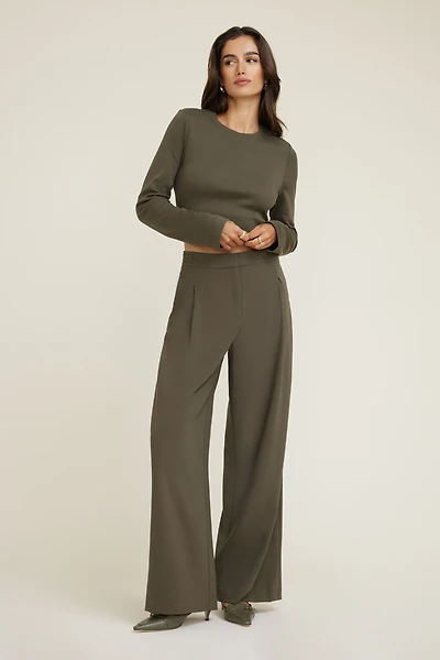 Pantalon plissé à jambe large Leni