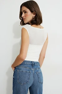 Justaucorps superposé en maille et tissu Sculpt