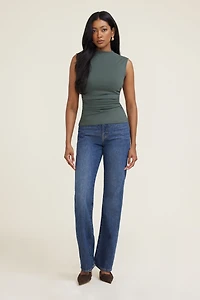 Shirred Mini Mock Cotton Spandex Top