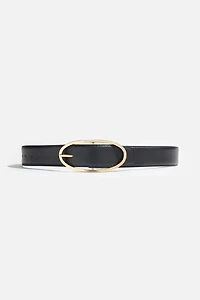 Oval Slim Faux Leather Belt