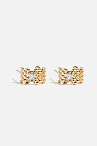 Petites boucles d’oreilles huggies en forme de chaîne avec pierreries