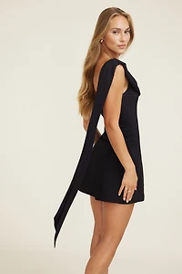 Draped Shoulder Mini Dress