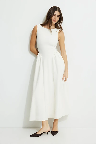 Robe maxi évasée en tricot point de Rome