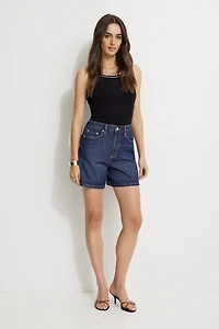 Short en denim à taille haute et coupe en A Charlie