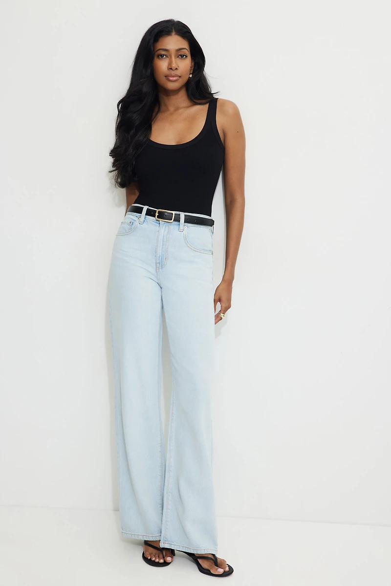 Ribbed Scoop Neck Bodysuit