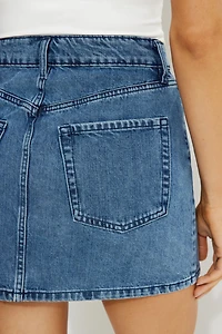 High Rise Denim Mini Skirt