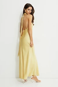 Halter Satin Maxi Dress