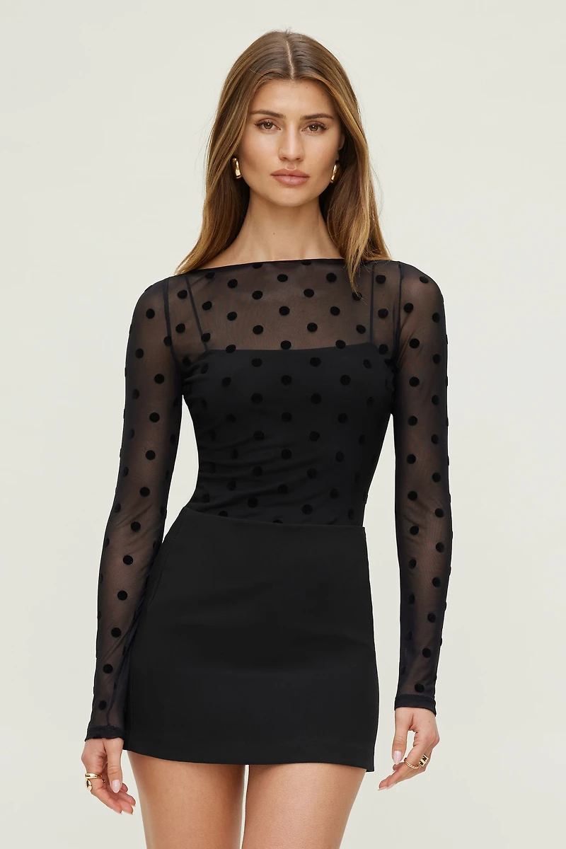 Dylane Polka Dot Mesh Bodysuit