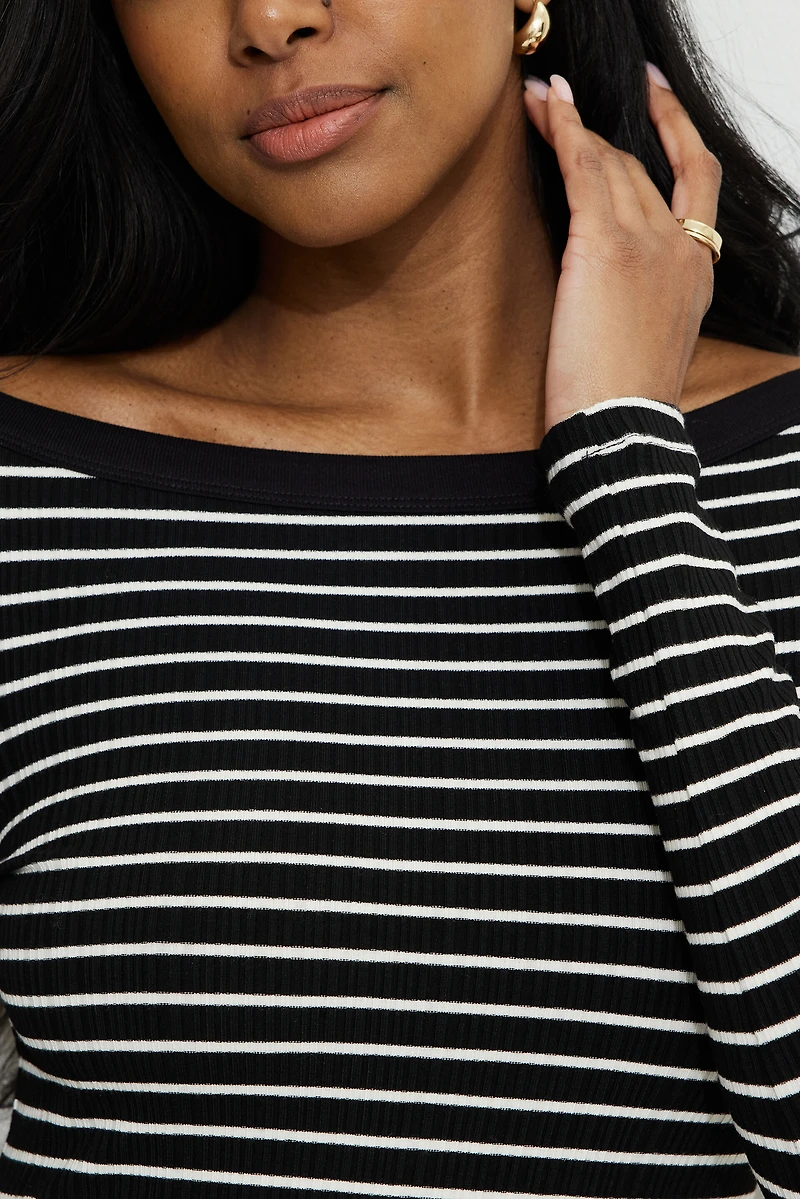 Ribbed Long Sleeve T Shirt