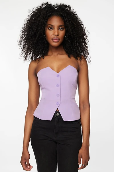 Leilani Button Detail Bustier Top