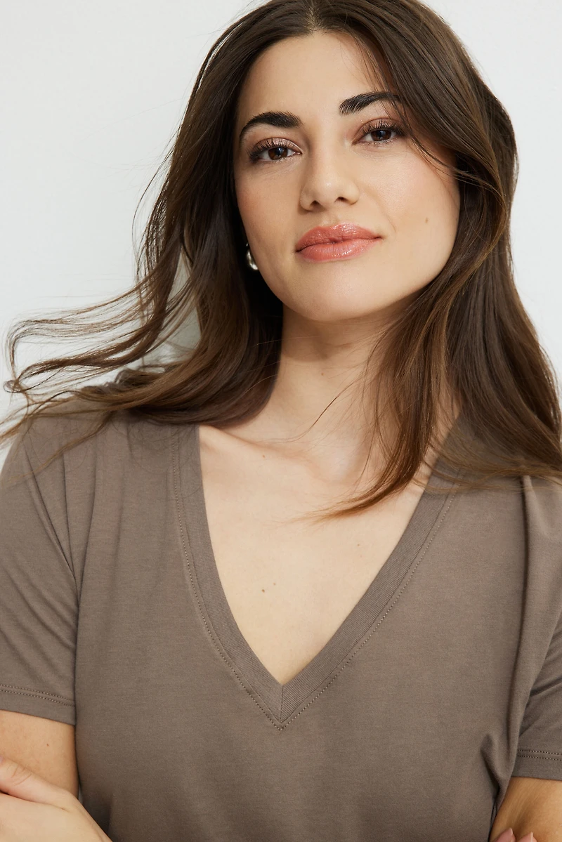 Essential V Neck Cotton T Shirt