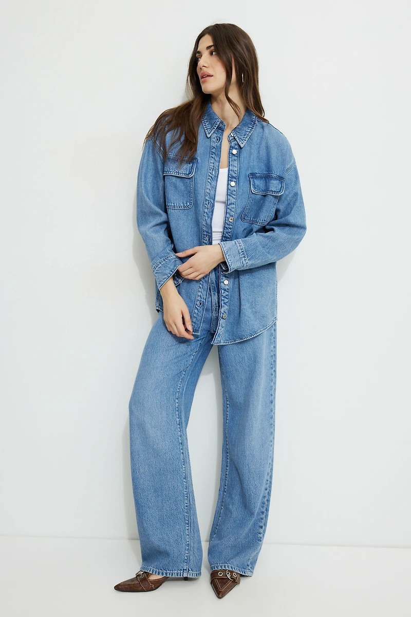 Chemise ample en denim et Tencel