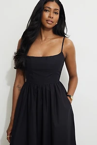 Bustier Poplin Maxi Dress
